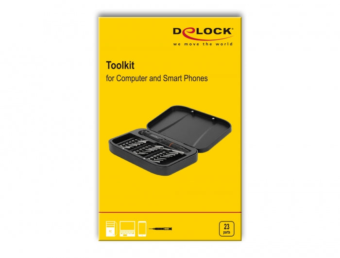DeLOCK Elektronik-Reparaturset – Bits: Pentalobe, Phillips, Torx – für Computer & Smartphone – 22-teilig