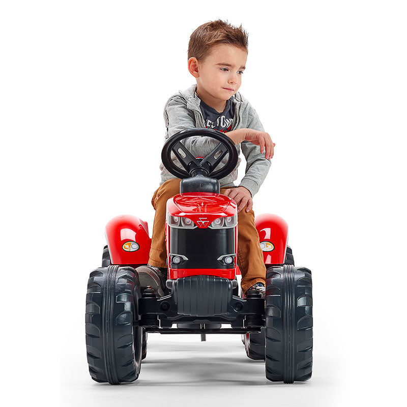 Falk Aufsitztraktor mit Anhänger – 58 × 66 × 162 cm – Kunststoff, schwarz/rot – ab 3 J.