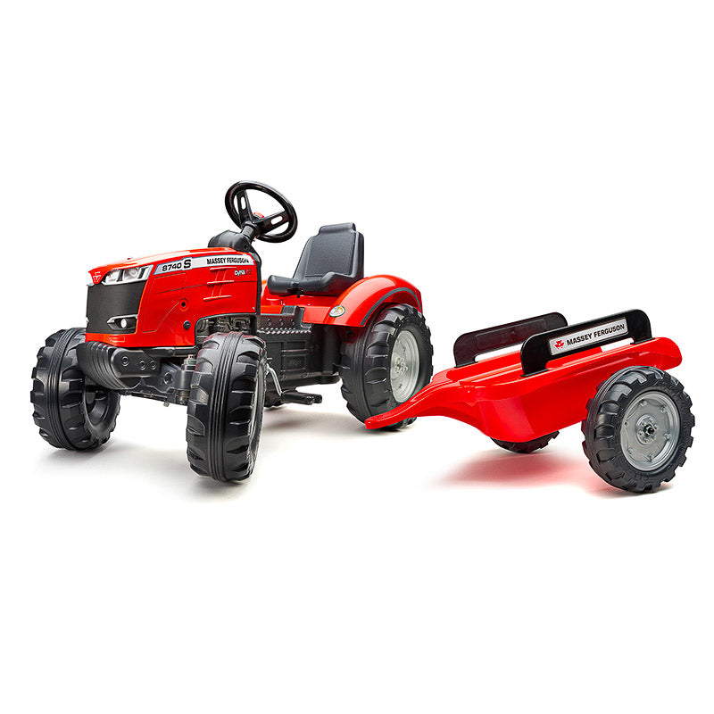 Falk Aufsitztraktor mit Anhänger – 58 × 66 × 162 cm – Kunststoff, schwarz/rot – ab 3 J.