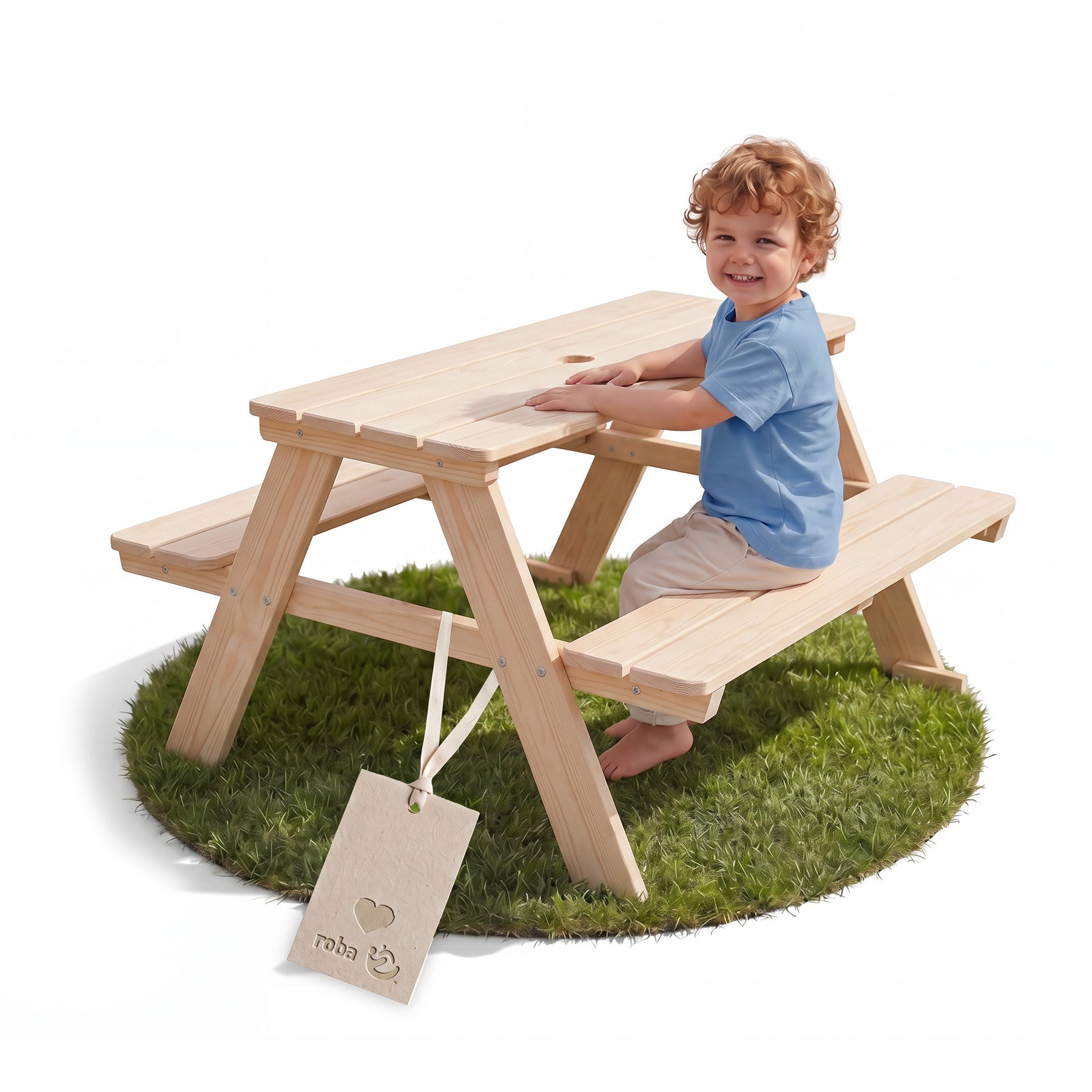 Roba Bistro-Set – Holz, Grau – Holz, Kunststoff – Tisch 89 × 84,5 × 50 cm – für draussen