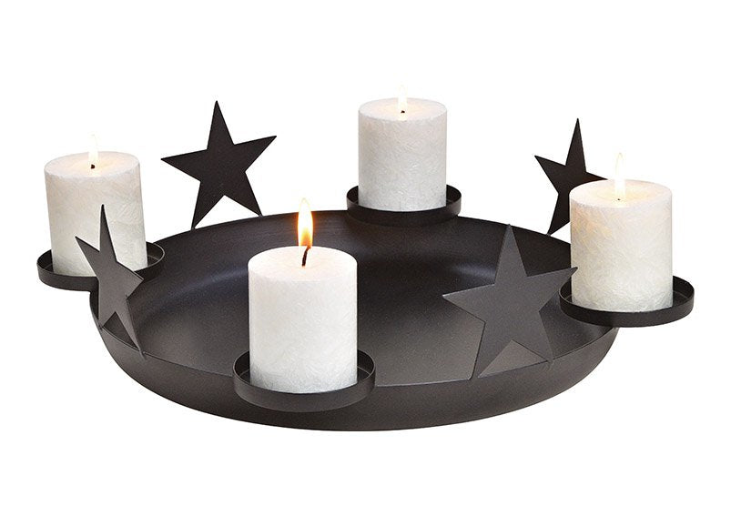 G. Wurm Kerzenständer – Metall, Schwarz – 44 × 15 × 44 cm – für 4 Kerzen