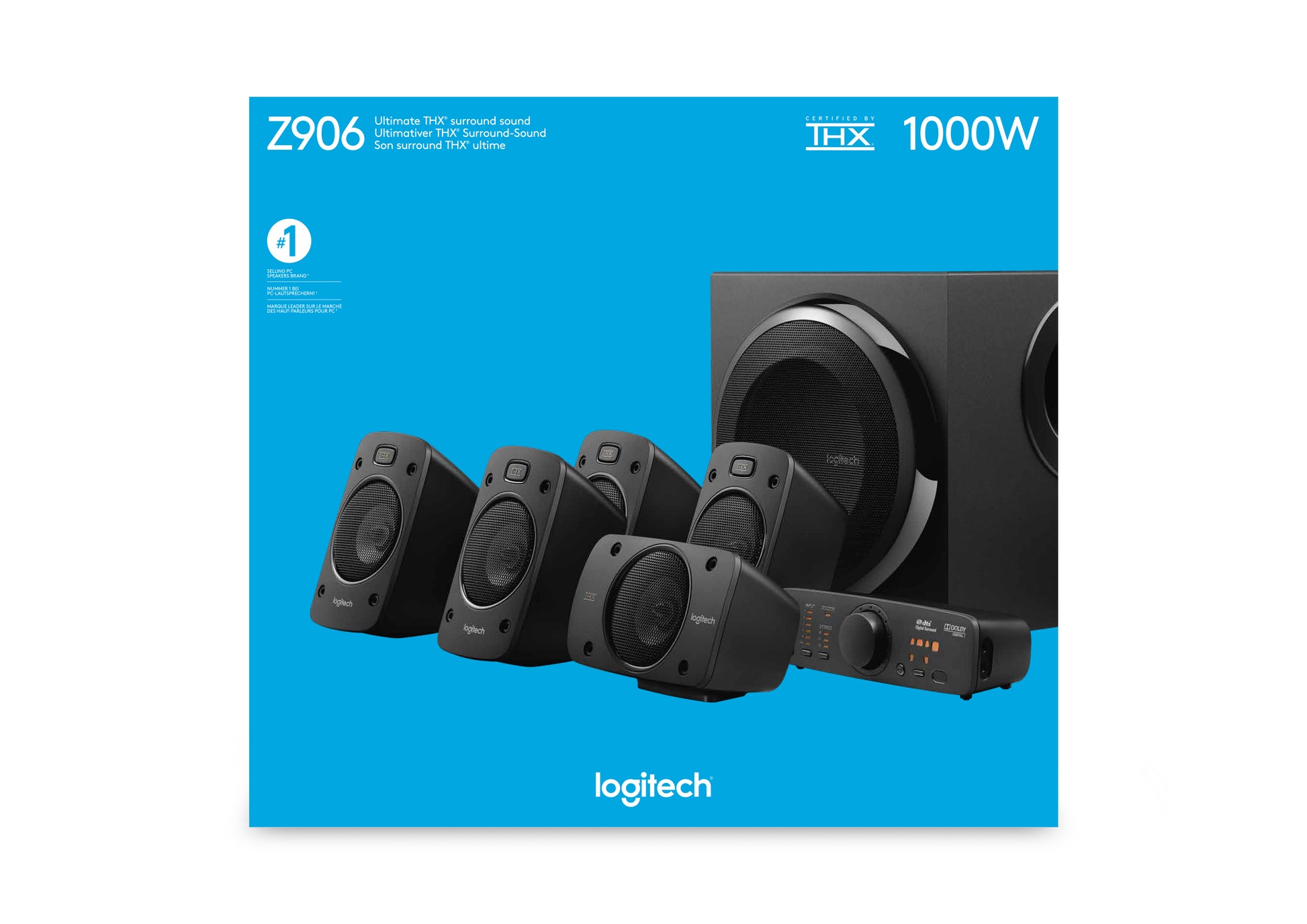 Logitech Z-906 – 5.1-Lautsprecherset – 500 W, Subwoofer 165 W, THX – Schwarz
