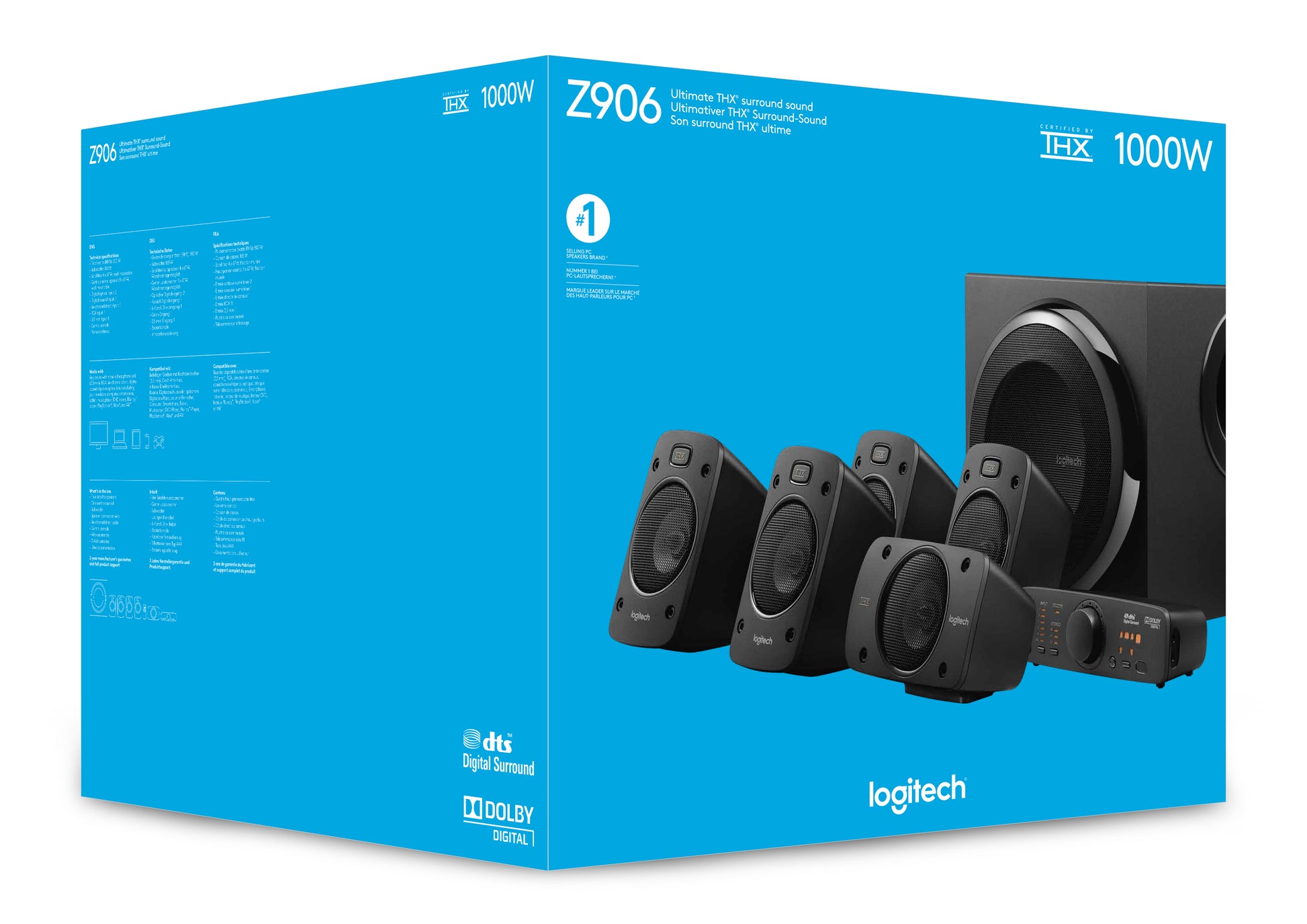 Logitech Z-906 – 5.1-Lautsprecherset – 500 W, Subwoofer 165 W, THX – Schwarz