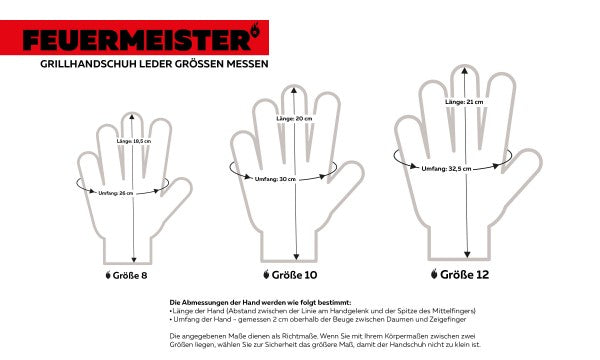 Feuermeister Arbeitshandschuhe – Grösse 10 – Spaltleder, Kevlargarn – Rot