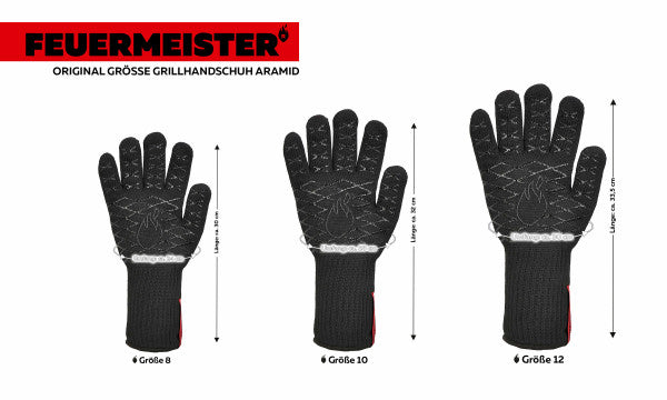 Feuermeister Hitzehandschuhe Grösse 10, 32 cm (L), Umfang 28 cm, Aramid, Schwarz