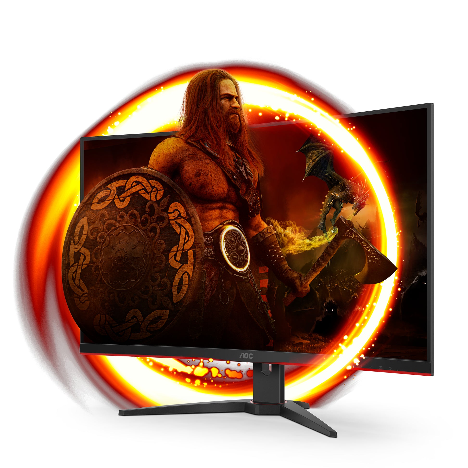 AOC C32G2ZE/BK – Monitor, 31,5", VA, 240 Hz, 300 cd/m², Gebogen, FreeSync, VESA 100 × 100, Rot