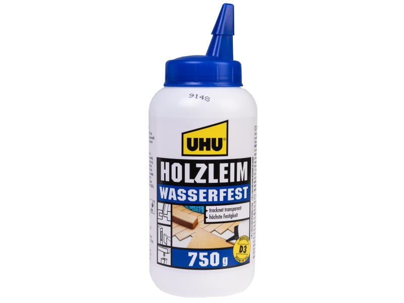 UHU Wasserfester Holzleim – 750 ml, transparent, für Holz