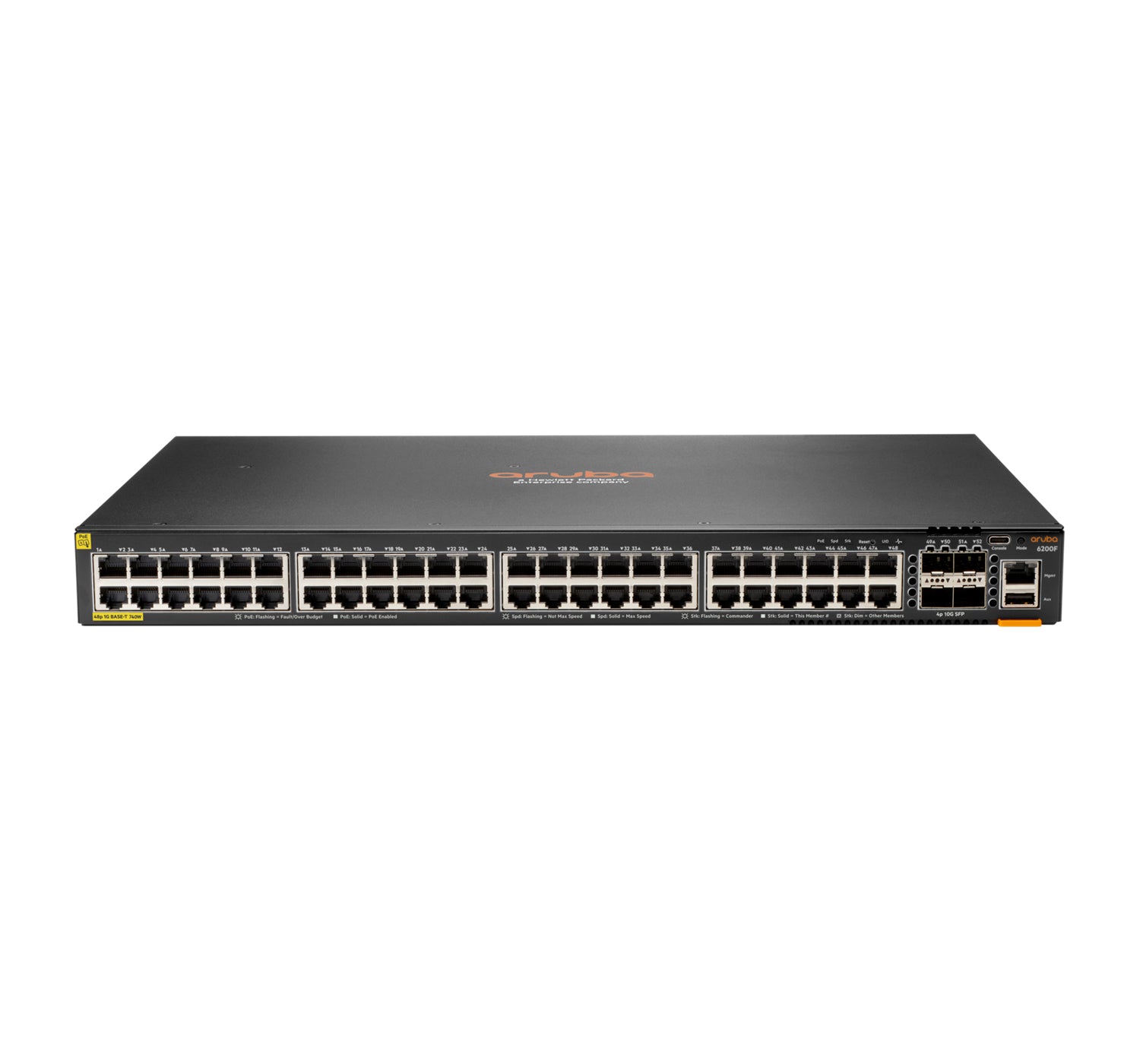 HPE Aruba Networking CX 6200F – Managed L3 Switch – 48× 1G, 4× SFP+, PoE+, PoE Budget 740 W, 1U