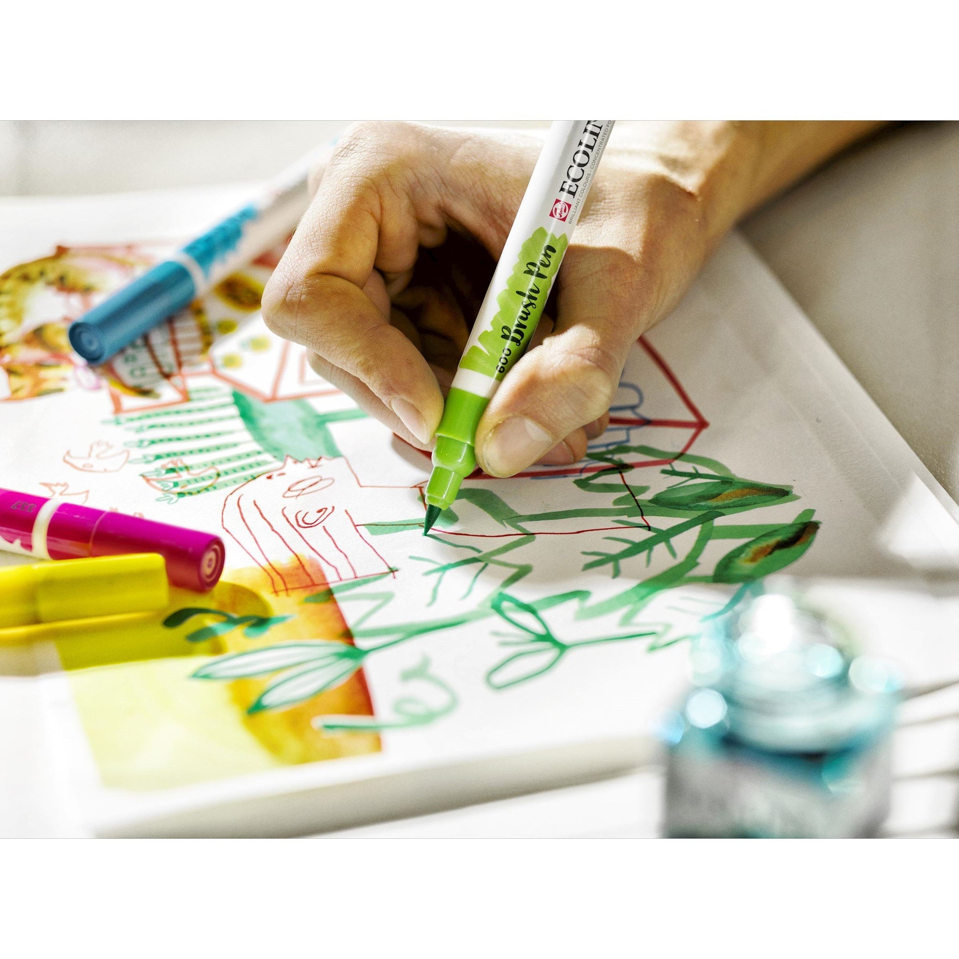 Talens Ecoline Brush Pens – Pinselspitze, wasservermalbar, 10er Set