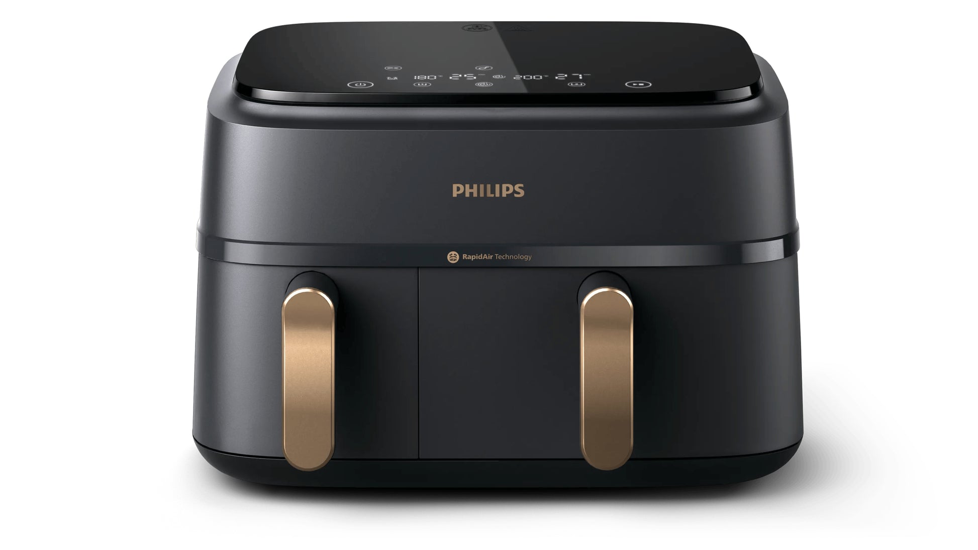 Philips Heissluftfritteuse NA352/00 – 9 l, Dual-Korb, 2750 W – schwarz/bronze
