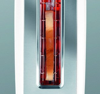 Graef Toaster TO 91 – 1 Scheibe, Langschlitz, Abtaufunktion, 880 W – Weiss/Edelstahl