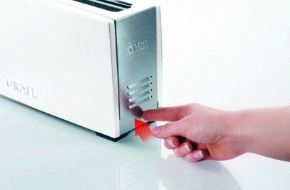 Graef Toaster TO 91 – 1 Scheibe, Langschlitz, Abtaufunktion, 880 W – Weiss/Edelstahl