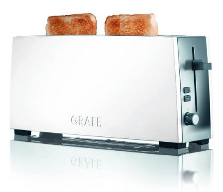 Graef Toaster TO 91 – 1 Scheibe, Langschlitz, Abtaufunktion, 880 W – Weiss/Edelstahl