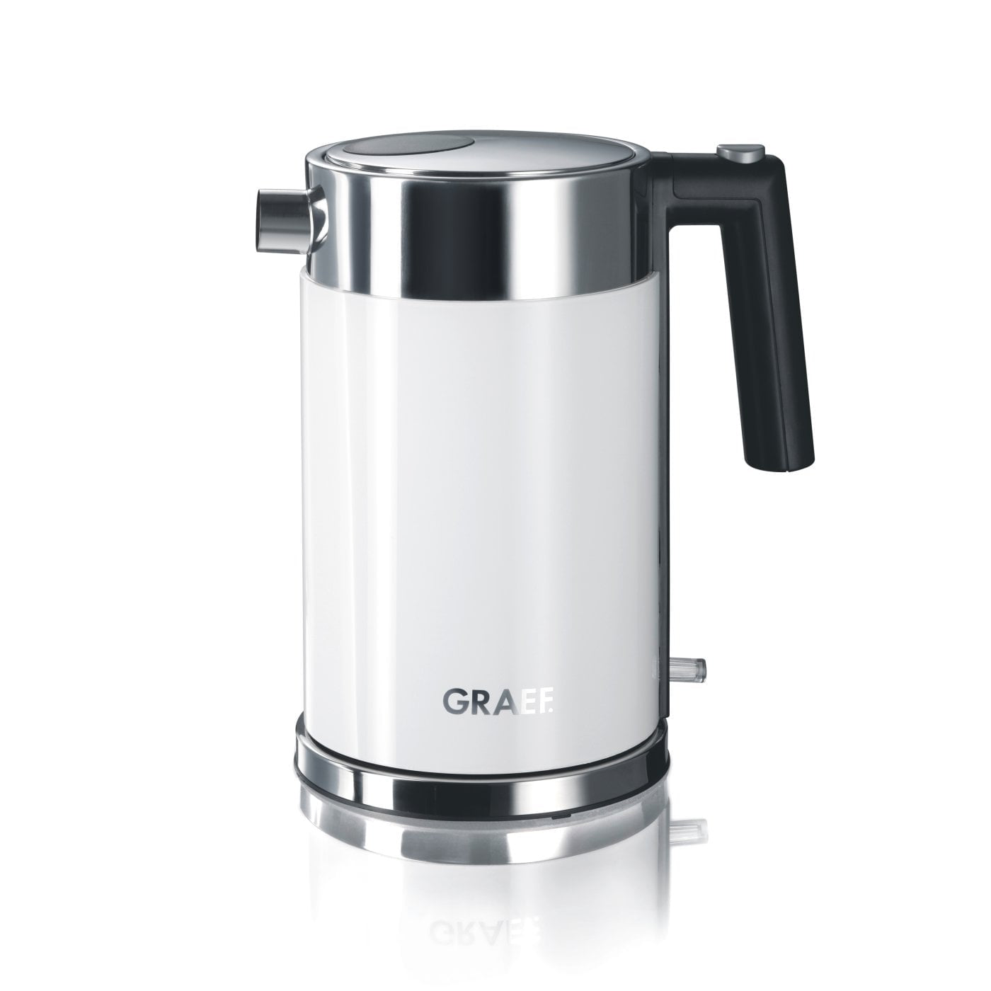 Graef Wasserkocher WK 61 – 1,5 l, Edelstahl, 2015 W, Weiss, 360°-Sockel