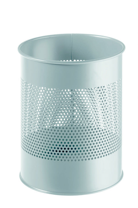 Durable Papierkorb – 15 l – Stahl, Grau – Ø 260 × H 315 mm