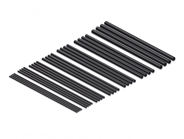 DeLOCK Schrumpfschlauch-Set, 28 Stk., Ø 3 mm, 10 cm – schwarz