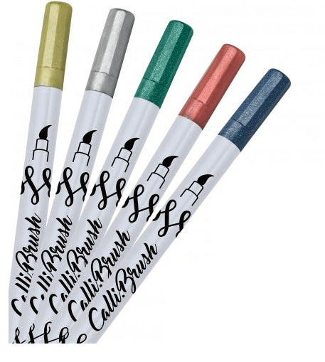ONLINE Schreibgeräte Online Callibrush Pinselstift Metallic, Doppelspitze – 2,5 mm, Wasserbasiert, 5 Farben