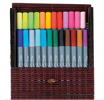 ONLINE Schreibgeräte ONLINE Calli.Brush Brush Pen, Doppelspitze – Pinsel + 2 mm, wasserbasiert, auswaschbar, 24 Farben