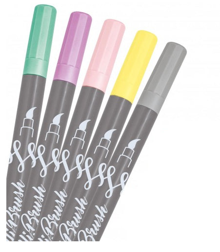ONLINE Schreibgeräte Callibrush Handlettering Pinselstift Pastell – Pinselspitze, 2 mm, wasservermalbar, 5 Farben