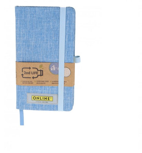 ONLINE Schreibgeräte ONLINE 2nd LIFE Notizbuch – A6 – punktiert – 96 Blatt – 80 g/m² – Hardcover, blau, FSC, 6 Stück
