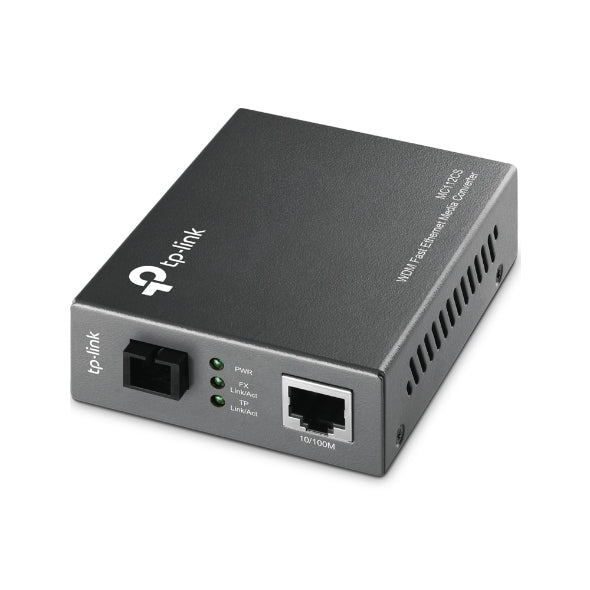 TP-Link MC112CS Medienkonverter SC zu RJ-45 – 10/100 Mbit/s, Singlemode, bis 20 km, 1× RJ-45 / 1× SC – Schwarz