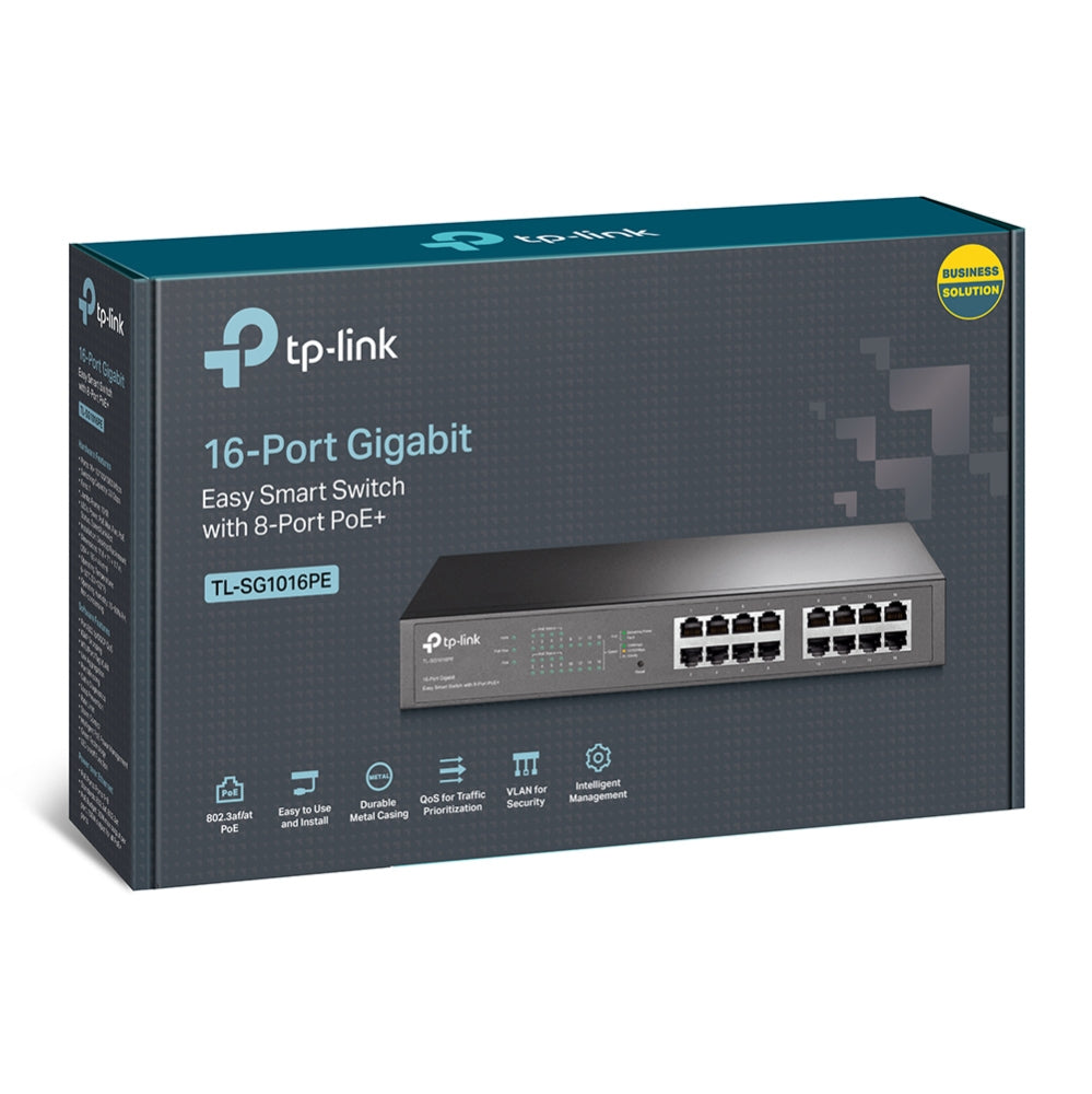 TP-Link TL-SG1016PE – Managed Switch – 16×GbE, L2, PoE+ 110 W, 1U