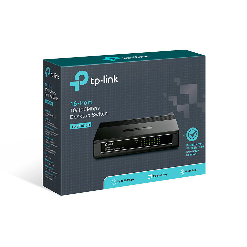 TP-Link TL-SF1016D – Switch – 16× Fast Ethernet (10/100), 19", Schwarz