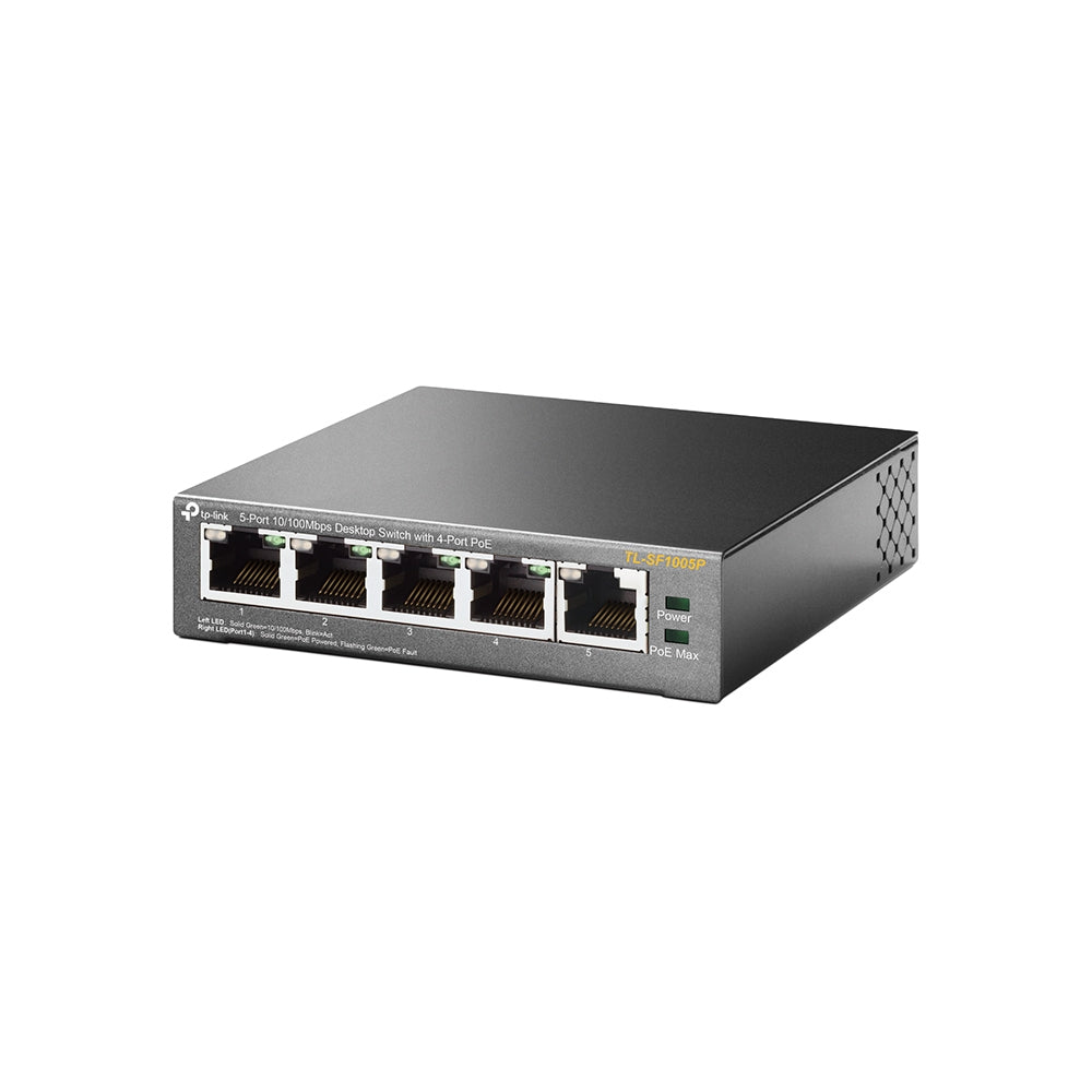 TP-Link TL-SF1005P – Unmanaged Switch – 5× 10/100 Mbit/s, PoE, PoE Budget 58 W, Desktop