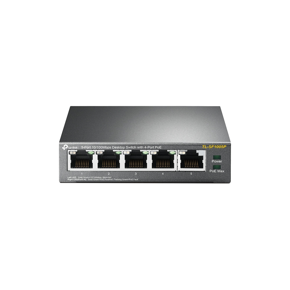 TP-Link TL-SF1005P – Unmanaged Switch – 5× 10/100 Mbit/s, PoE, PoE Budget 58 W, Desktop