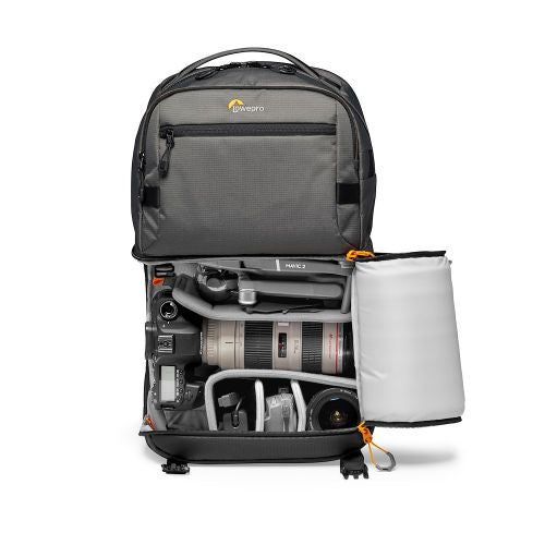 Lowepro Kamerarucksack Fastpack PRO BP 250 AW III – 25 l, grau – Regenhülle – für Systemkameras