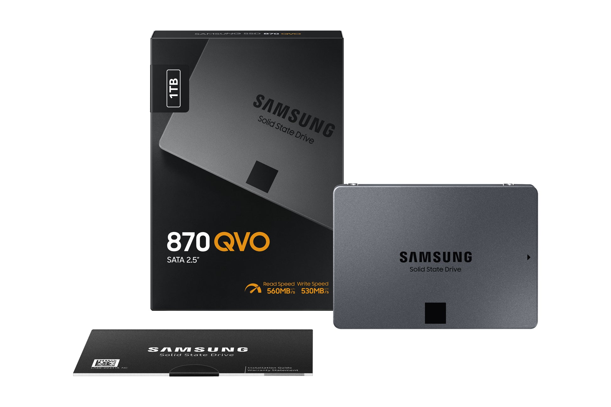 Samsung MZ-77Q1T0 – 1 TB 2,5" SATA III SSD – 560 MB/s lesen, 530 MB/s schreiben, QLC, Hardwareverschlüsselung