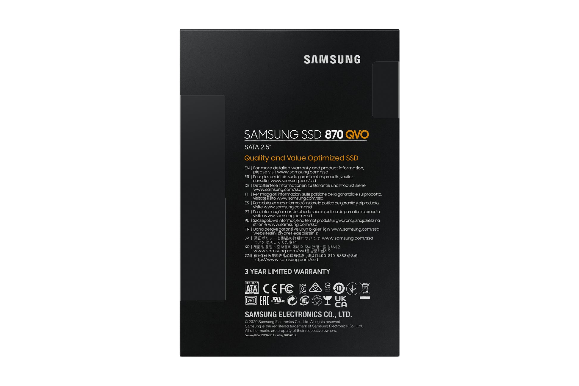 Samsung 870 QVO MZ-77Q4T0 SSD 4 TB 2,5" – SATA III, 560/530 MB/s, AES-256, für PC/Laptop