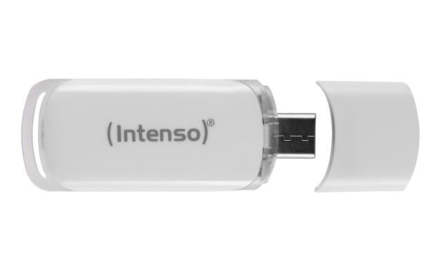 Intenso Flash Line 3538480 USB-Stick 32 GB – USB-C USB 3.2 Gen 1, 70 MB/s Lesen, mit Kappe, Weiss