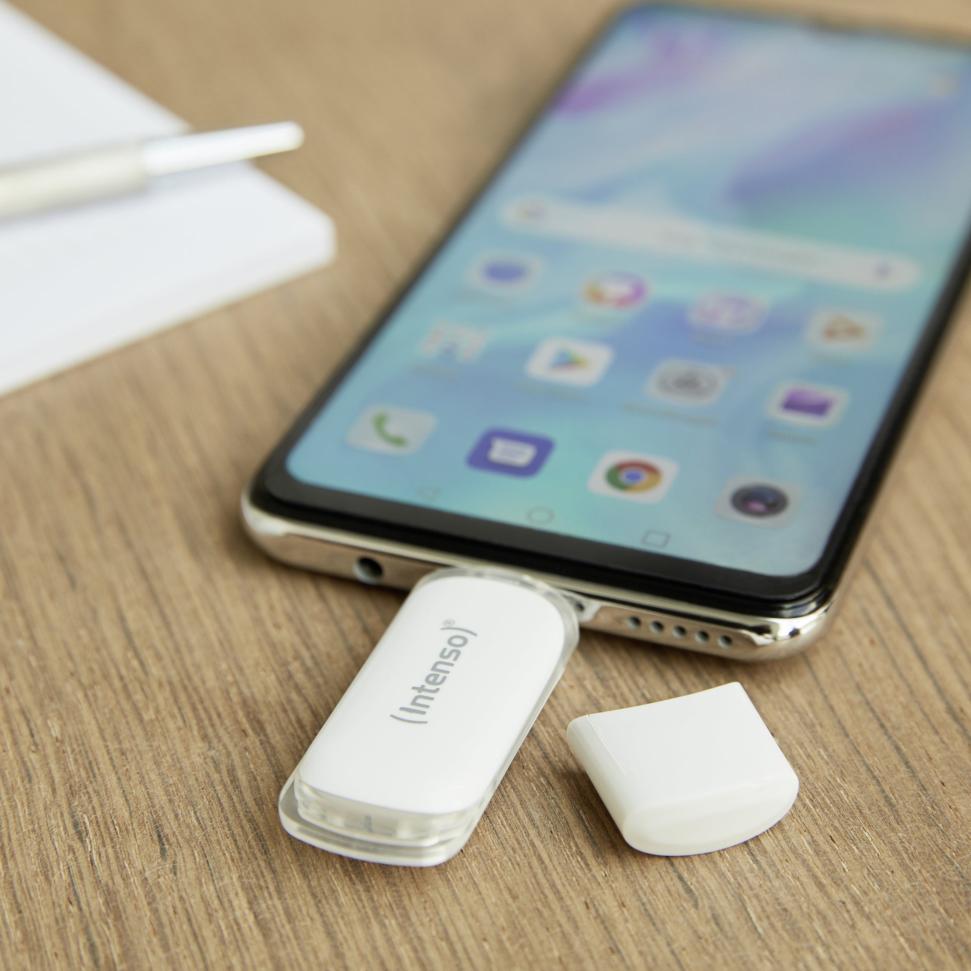 Intenso Flash Line 3538480 USB-Stick 32 GB – USB-C USB 3.2 Gen 1, 70 MB/s Lesen, mit Kappe, Weiss