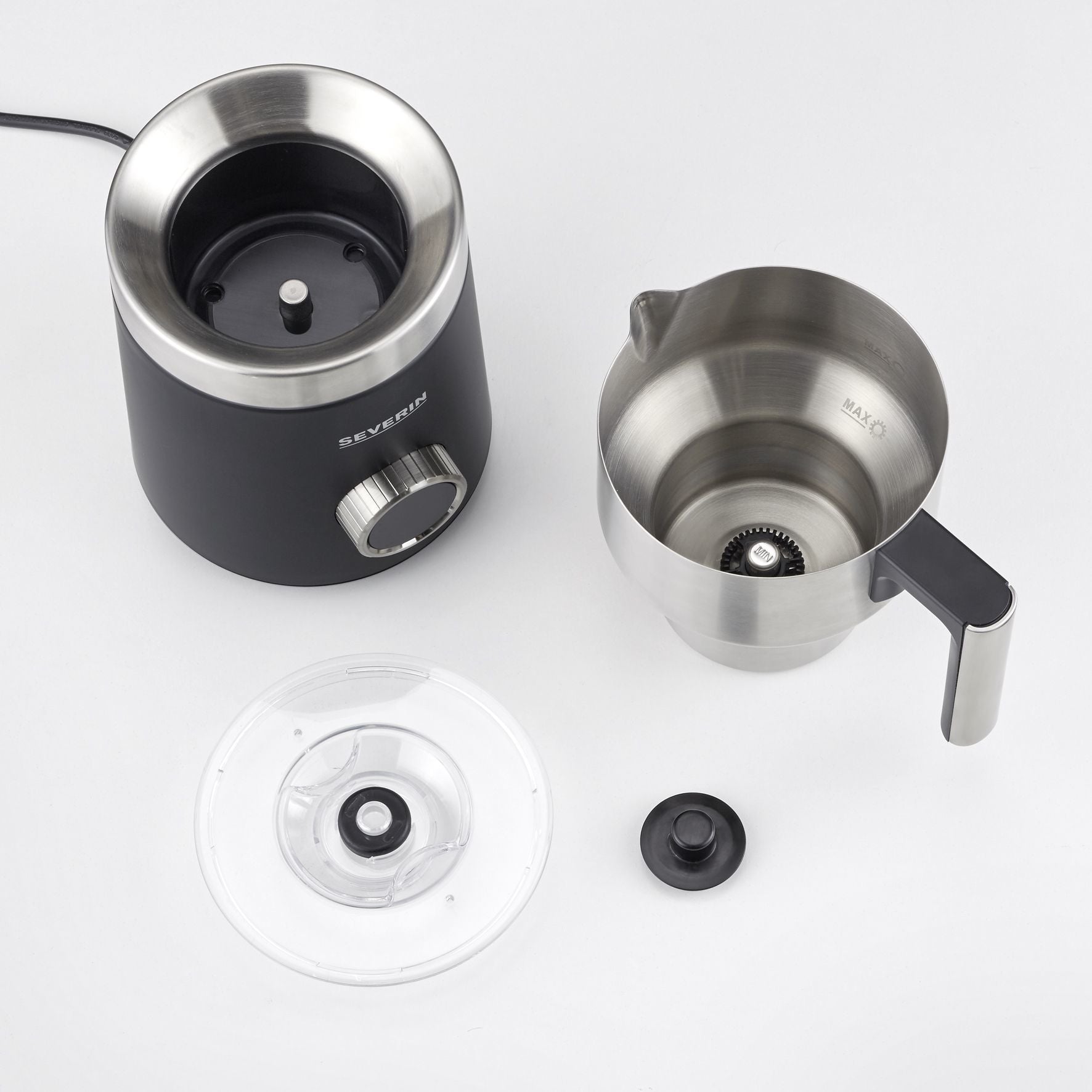 Severin Milchaufschäumer Spuma 700 Plus SM 3587 – 0,7 l, 500 W, spülmaschinenfest – schwarz/edelstahl
