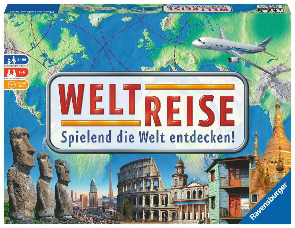 Ravensburger Weltreise – Brettspiel, 2–6 Spieler, ab 8 Jahren, 30 Min., DE