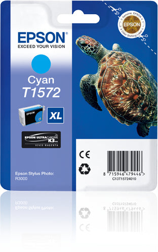 Epson T157240XL Cyan Tintenpatrone (Original) – 2'300 Seiten – für Stylus Photo R3000 – C13T15724010