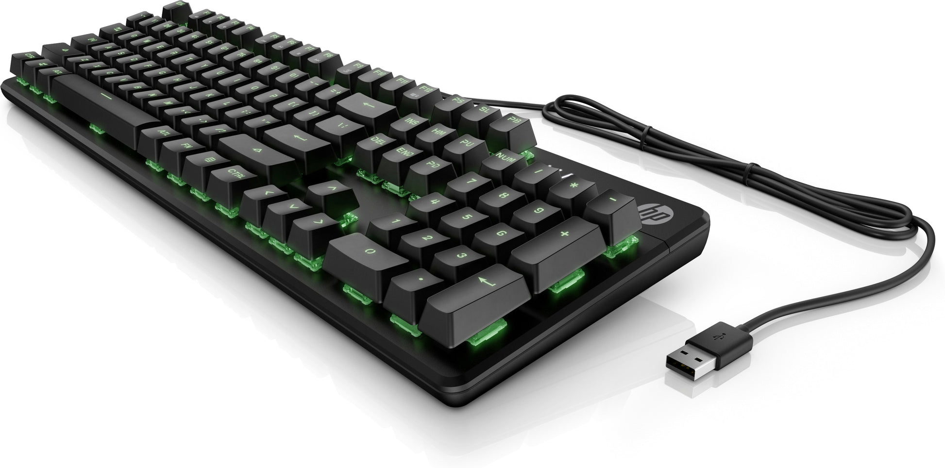 HP Pavilion Gaming 550 – Gaming-Tastatur – Kabelgebunden, USB – Beleuchtet (Grün) – Schwarz