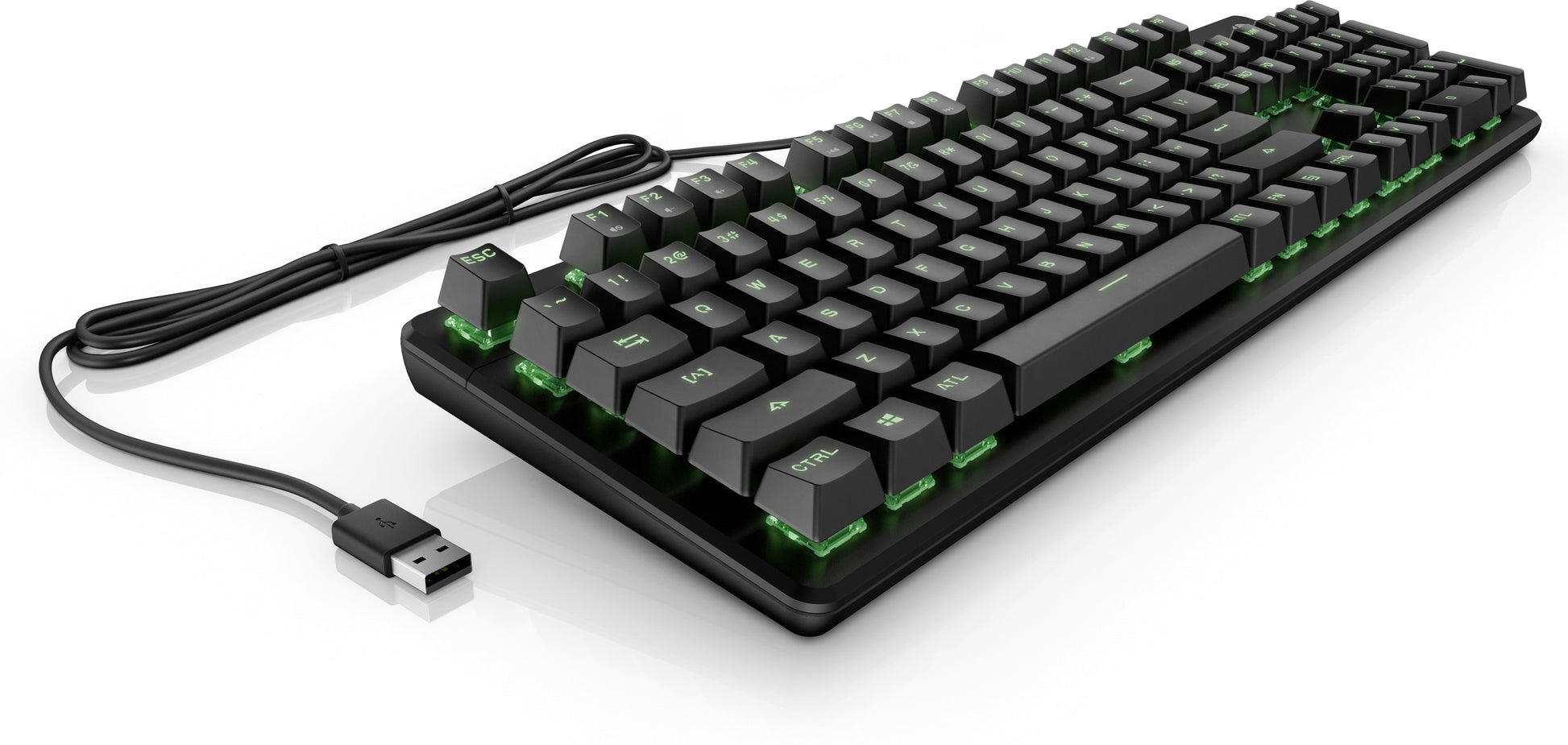 HP Pavilion Gaming 550 – Gaming-Tastatur – Kabelgebunden, USB – Beleuchtet (Grün) – Schwarz