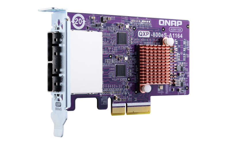 QNAP QXP-800ES-A1164 SAS HBA (PCIe 3.0 x4) – 2× Mini-SAS (SFF-8088) zu 8× SATA 6 Gbit/s – für NAS/Storage