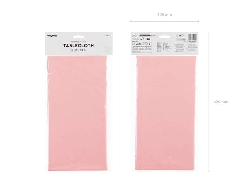 PartyDeco Tischdecke – 137×183 cm, Polyethylen (PE), Rosa, Geburtstag