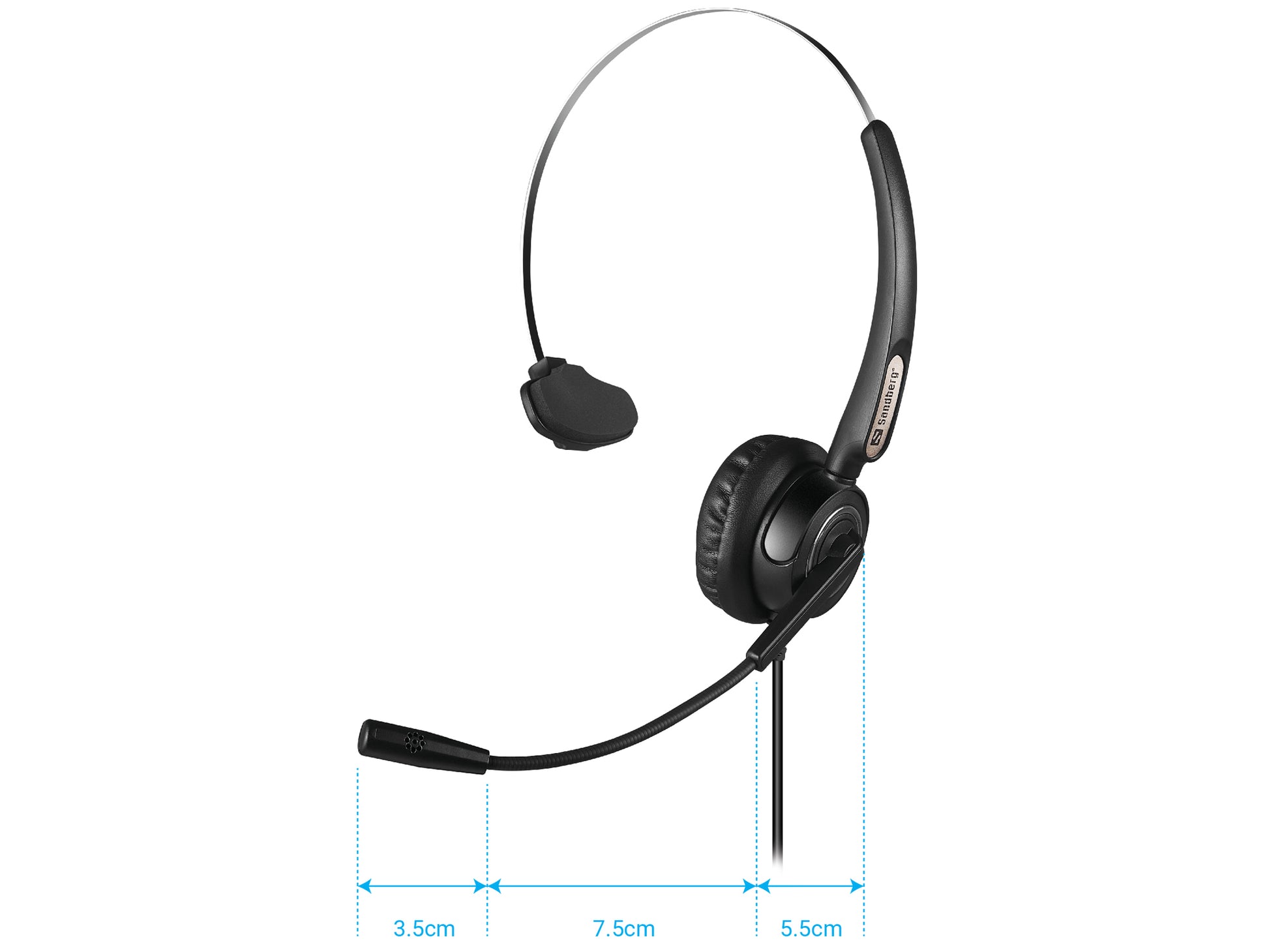 Sandberg USB Office Headset Pro Mono – Mono Headset – USB‑A – Schwarz – für PC/Mac