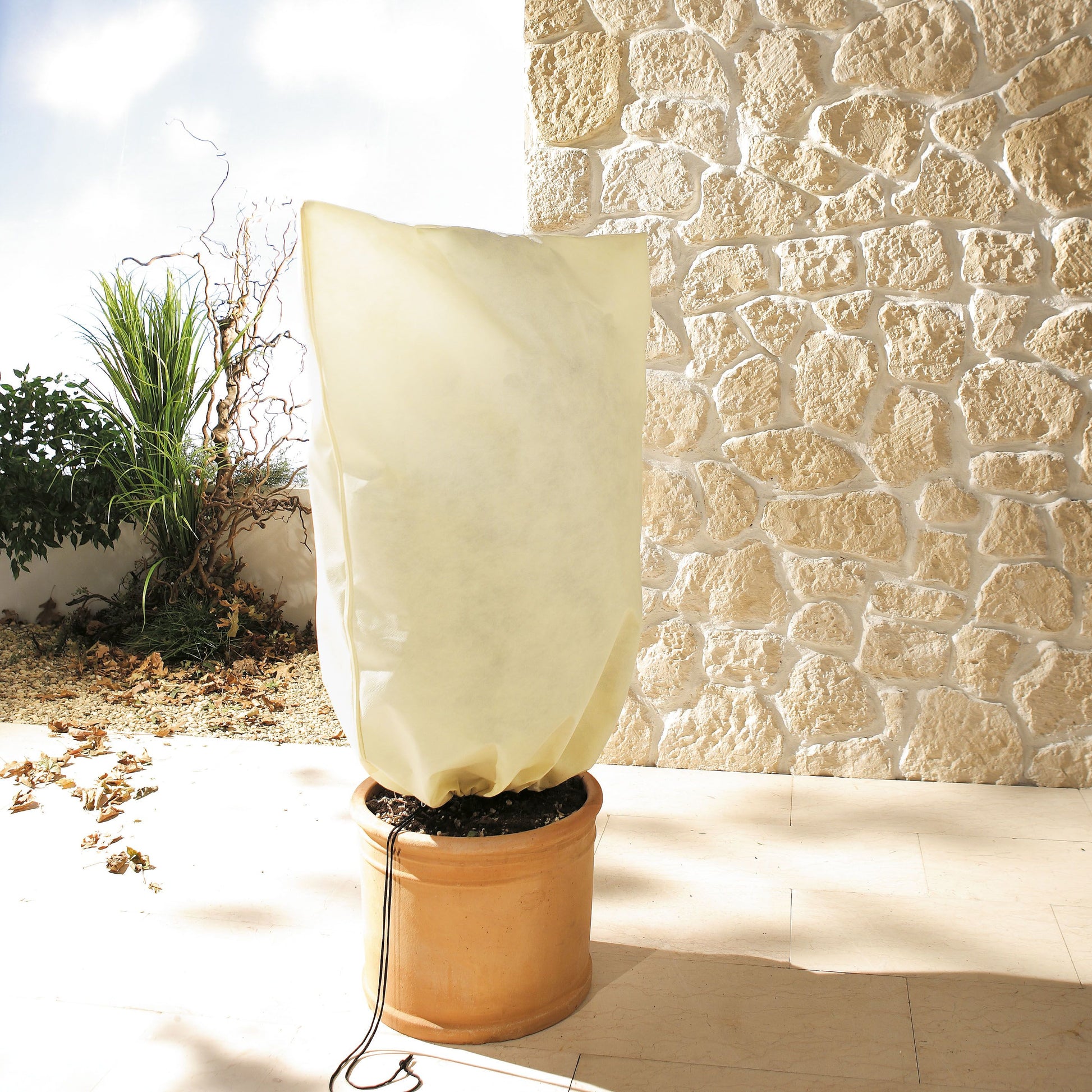 Bio Green Kübelpflanzensack – 80 × 100 cm – Fleece, beige