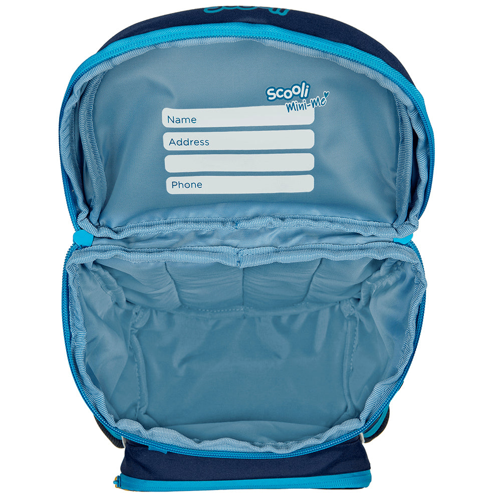 Scooli Kindergartenrucksack – 8 l, wasserabweisend, reflektierend, rPET-Polyester – Dunkelblau, Tiere