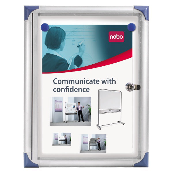 Nobo Schaukasten, 4 × A4 – Aluminium, Acrylglas, abschliessbar, Innenbereich, 51 × 68 × 2,5 cm