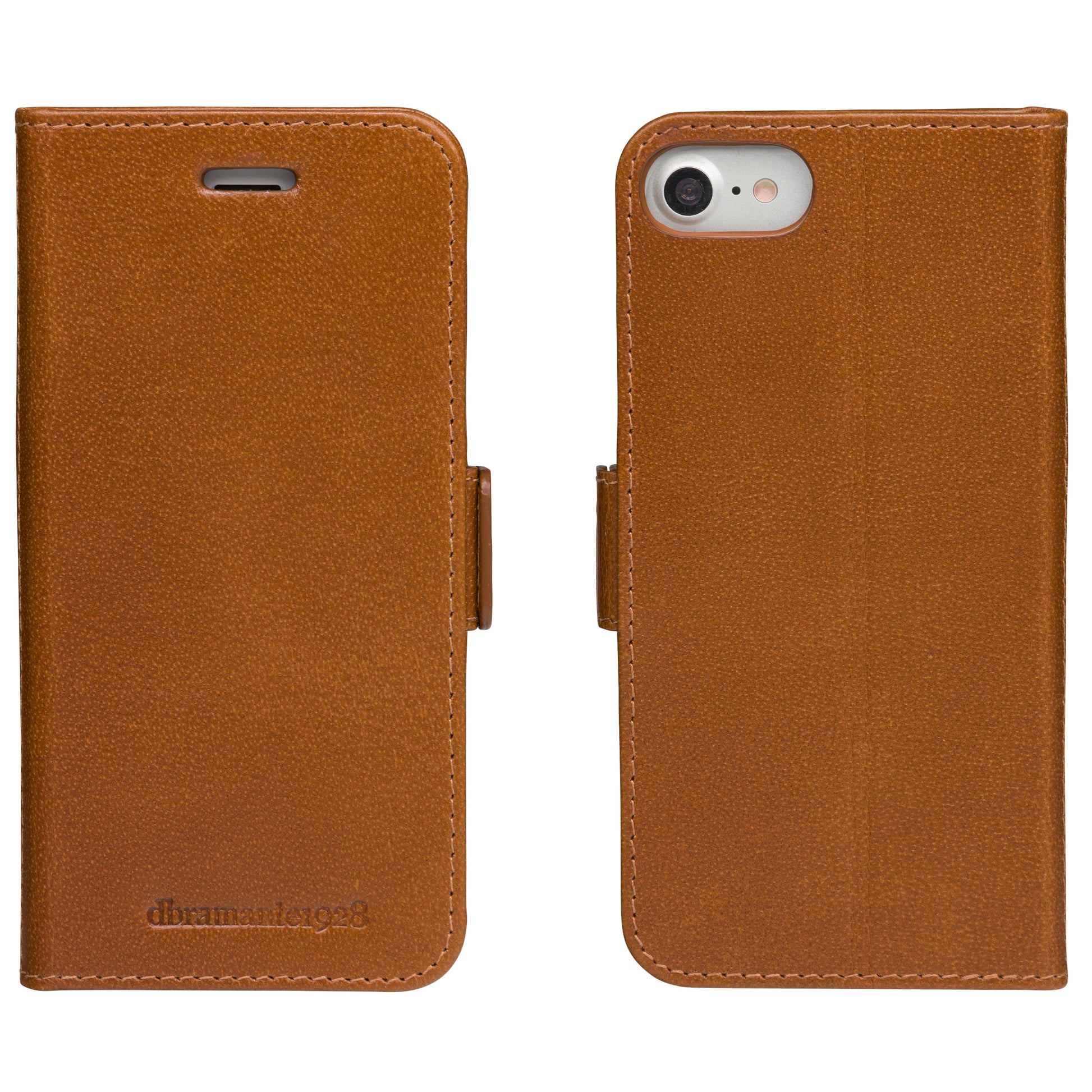 dbramante1928 Copenhagen Slim Wallethülle – für Apple iPhone SE/8/7/6, 3 Kartenfächer, Leder, Braun