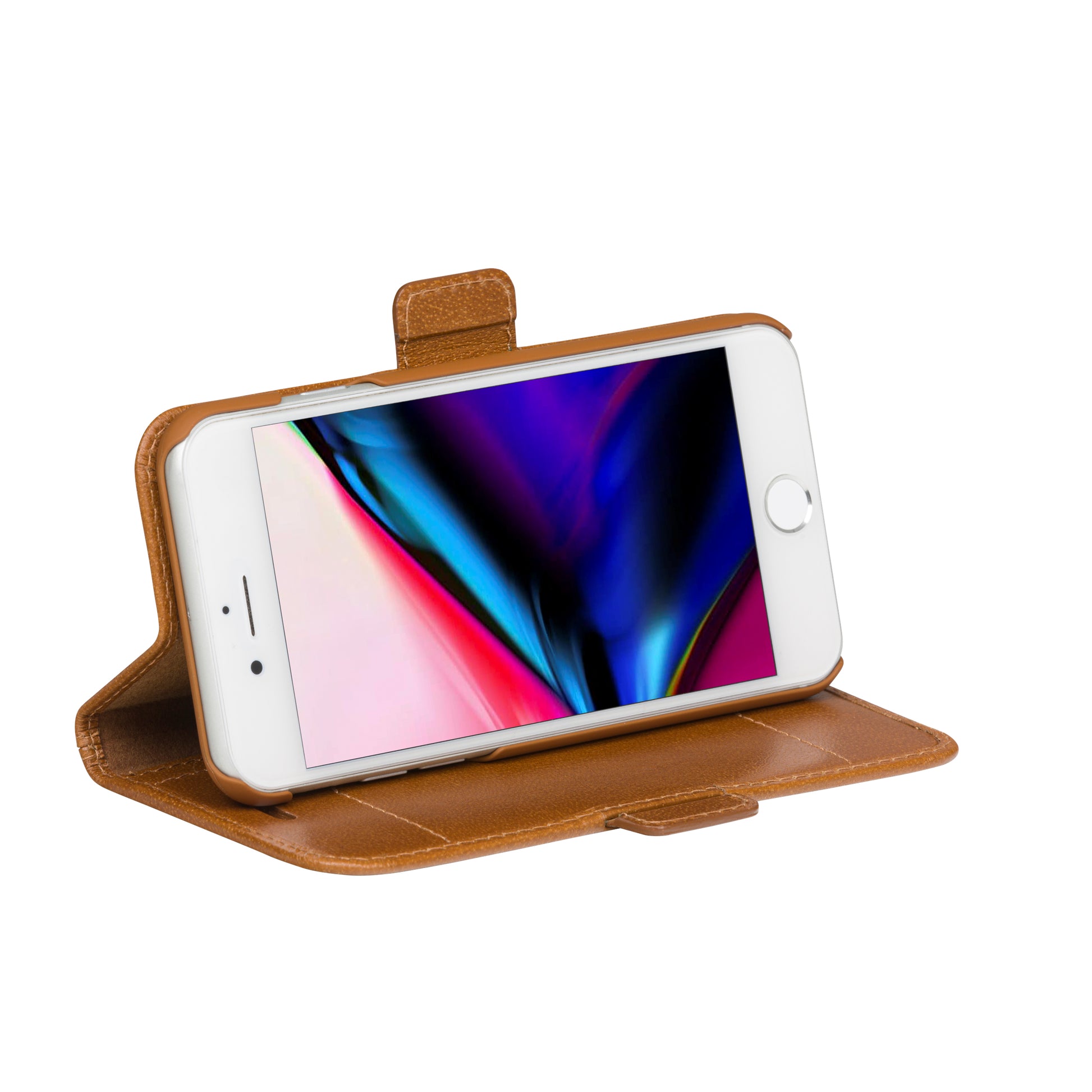 dbramante1928 Copenhagen Slim Wallethülle – für Apple iPhone SE/8/7/6, 3 Kartenfächer, Leder, Braun