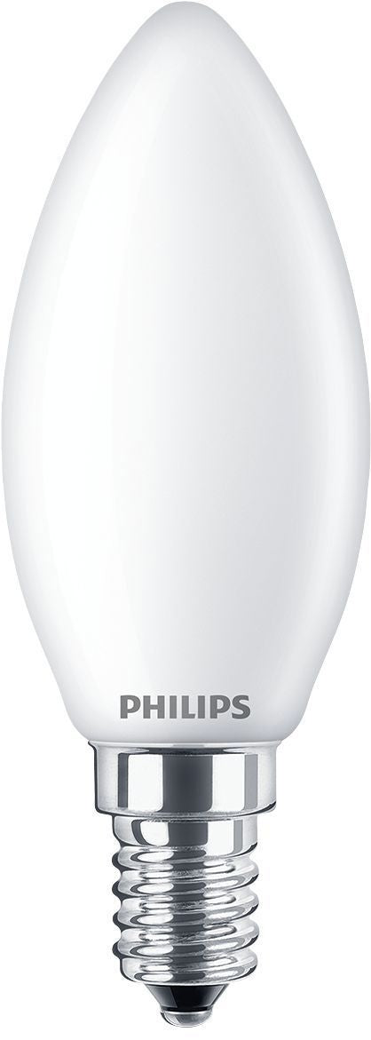 Philips by Signify Philips Leuchtmittel E14 Kerze – Kaltweiss 6500 K, 806 lm, 6,5 W – 1 Stk., Weiss, Glas