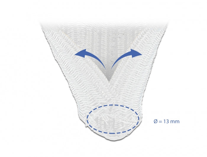 DeLOCK Kabelschlauch, Ø 13 mm × 2 m, selbstschliessend, zuschneidbar, hitzebeständig – weiss
