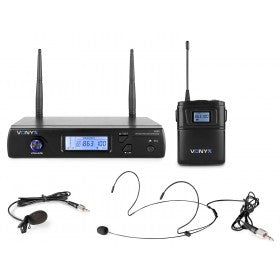 Vonyx WM61B Headsetmikrofon – XLR, 6,3 mm Klinke, Kabellos (UHF, 16 Kanäle), Niere, 40–17'000 Hz